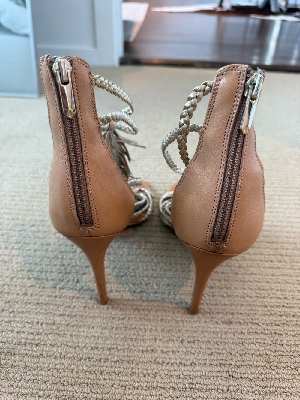 Sam Edelman Savannah Fringe Braided Metallic Gladiator High Heel Sandal Size 10 - Picture 4 of 8
